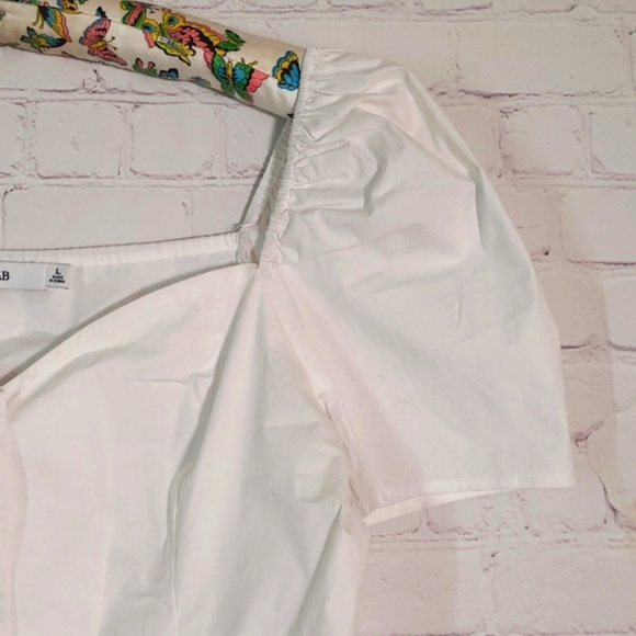 🆕️NWT JustFab White Babydoll Button Front Plunge Top Tee Shirt Womens Size L - Picture 9 of 17